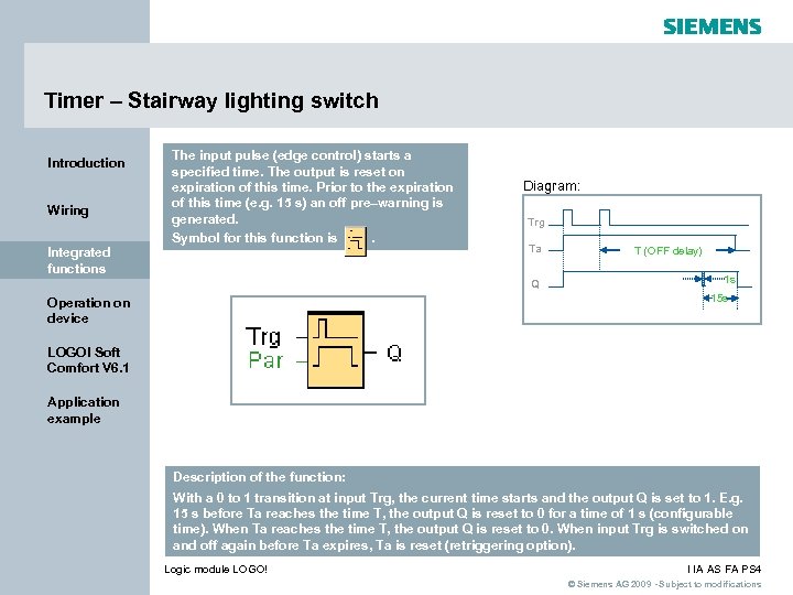 Timer – Stairway lighting switch Introduction Wiring Integrated functions The input pulse (edge control)