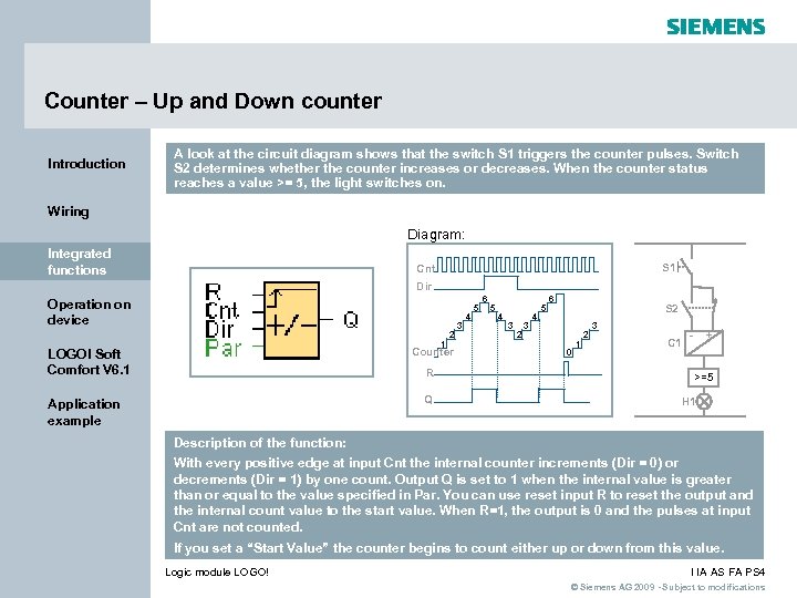 Counter – Up and Down counter Introduction A look at the circuit diagram shows