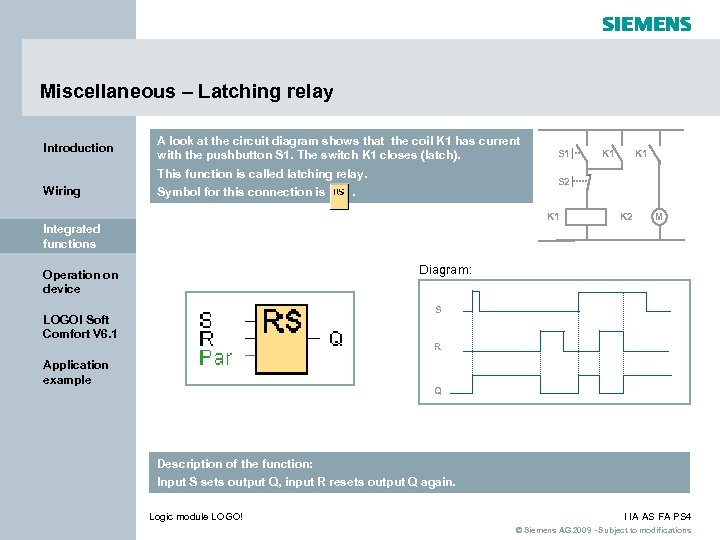 Miscellaneous – Latching relay Introduction A look at the circuit diagram shows that the