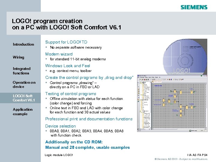 LOGO! program creation on a PC with LOGO! Soft Comfort V 6. 1 Introduction