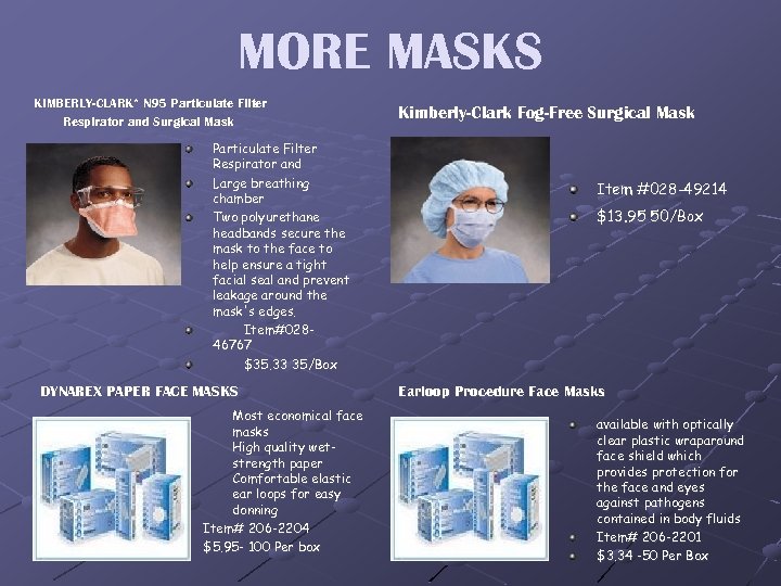 MORE MASKS KIMBERLY-CLARK* N 95 Particulate Filter Respirator and Surgical Mask Particulate Filter Respirator