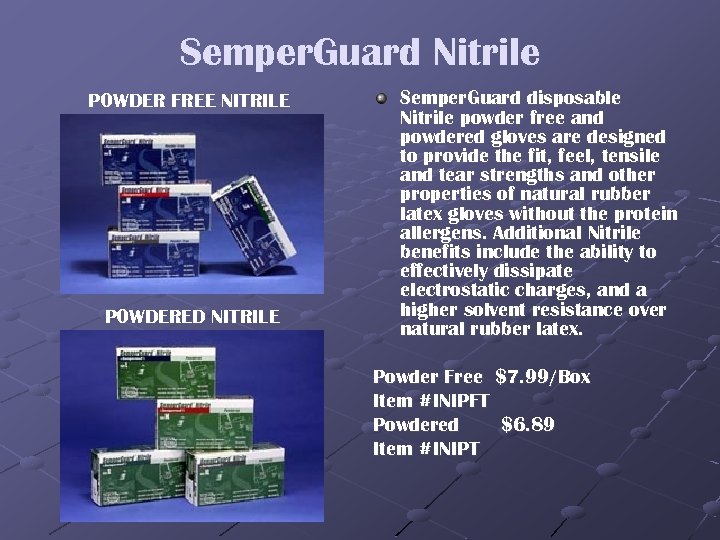 Semper. Guard Nitrile POWDER FREE NITRILE POWDERED NITRILE Semper. Guard disposable Nitrile powder free