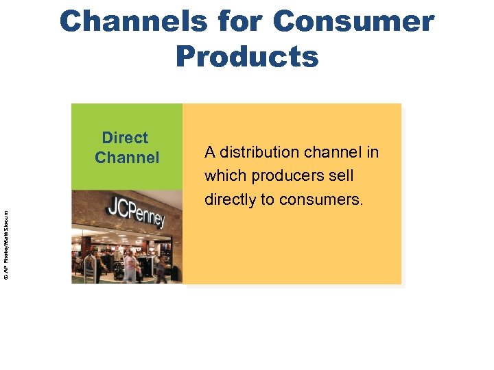 Channels for Consumer Products © AP Photo/Matt Slocum Direct Channel A distribution channel in