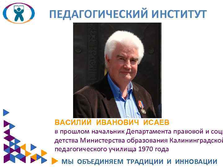 ПЕДАГОГИЧЕСКИЙ ИНСТИТУТ ВАСИЛИЙ ИВАНОВИЧ ИСАЕВ в прошлом начальник Департамента правовой и соци детства Министерства