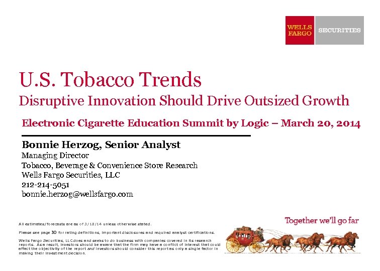 U. S. Tobacco Trends Disruptive Innovation Should Drive Outsized Growth Electronic Cigarette Education Summit