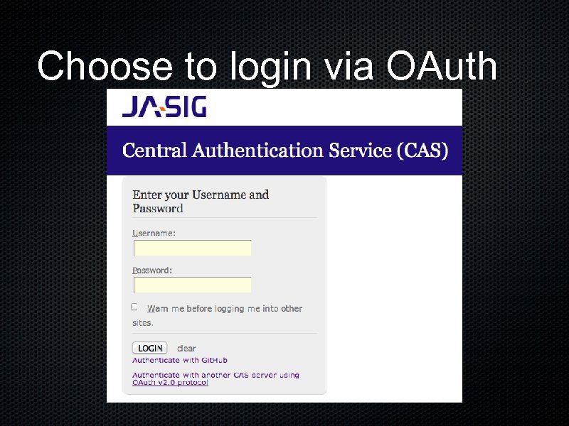 Choose to login via OAuth 