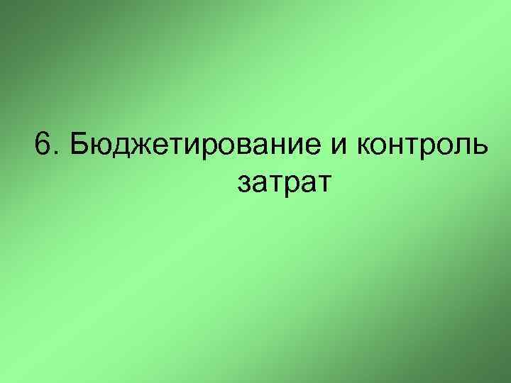 6. Бюджетирование и контроль затрат 