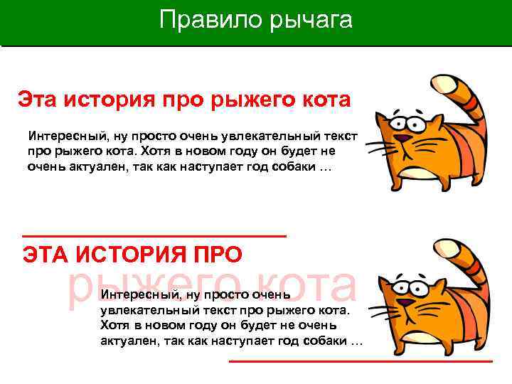 Правило рычага Эта история про рыжего кота Интересный, ну просто очень увлекательный текст про