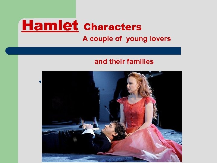 Hamlet Characters A couple of young lovers and their families • 