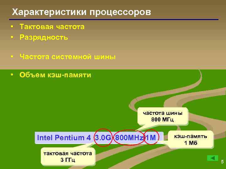 Характеристики процессоров • Тактовая частота • Разрядность • Частота системной шины • Объем кэш-памяти