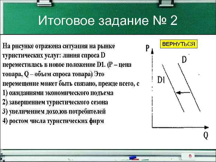 Итоговое задание № 2 ВЕРНУТЬСЯ 