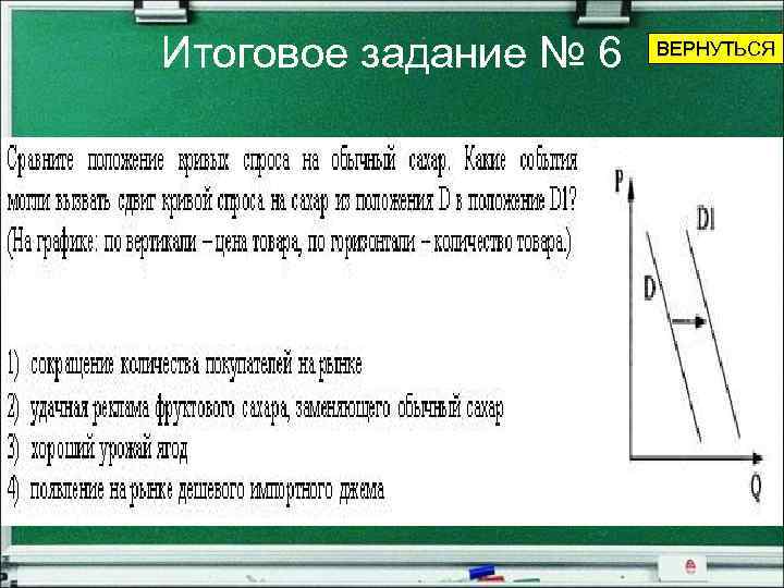 Итоговое задание № 6 ВЕРНУТЬСЯ 