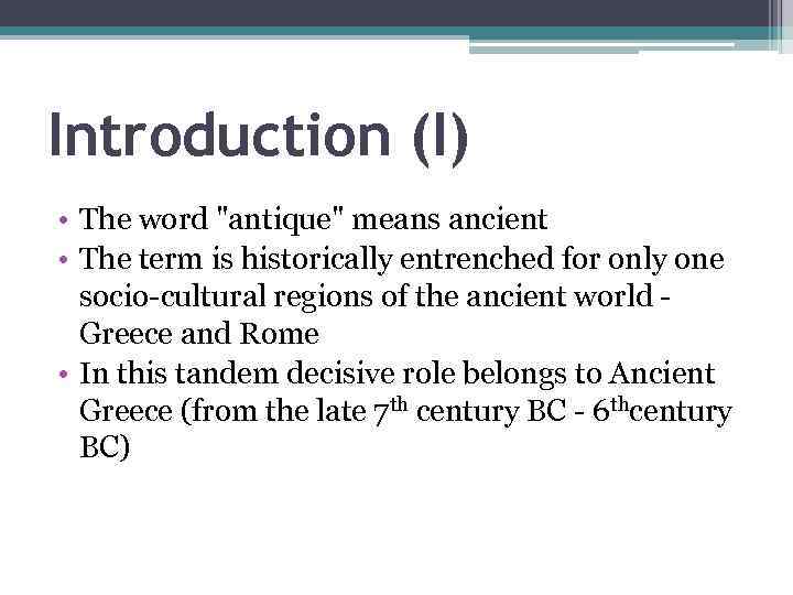 Introduction (I) • The word 