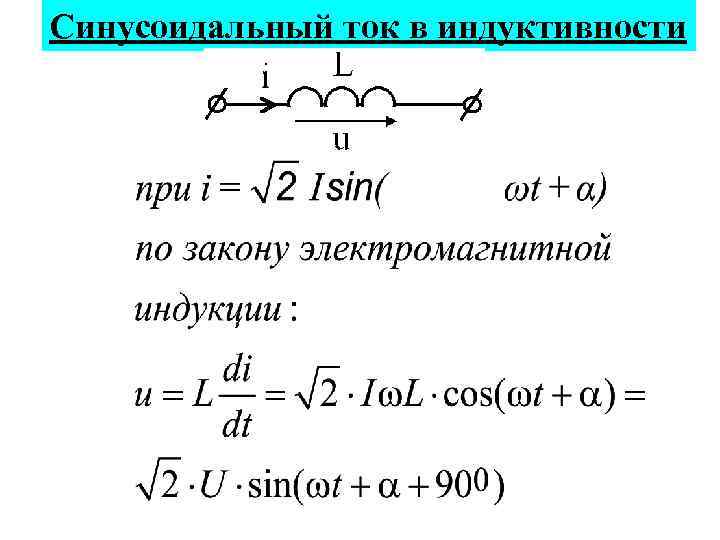 Синусоидальный ток в индуктивности 