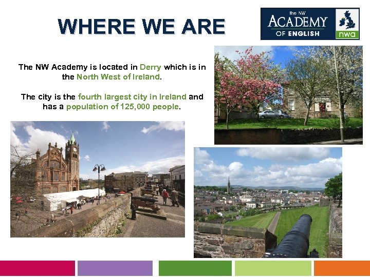 WHERE WE ARE The NW Academy is located in Derry which is in the