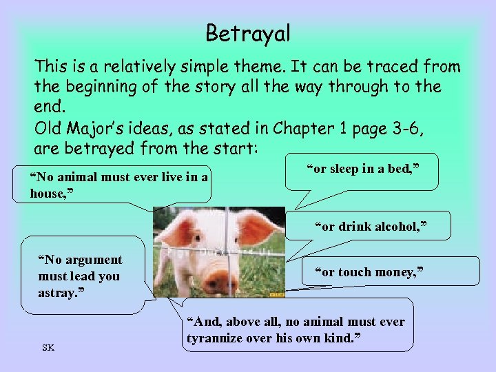 Betrayal This is a relatively simple theme. It can be traced from the beginning