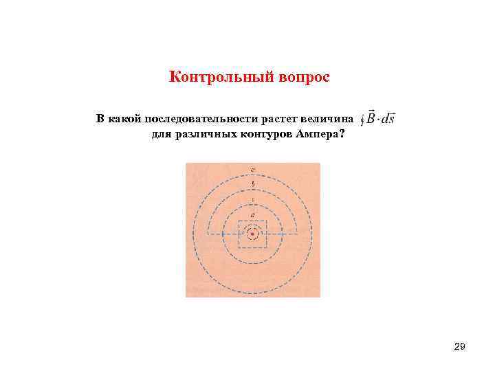 Контрольный вопрос В какой последовательности растет величина для различных контуров Ампера? 29 