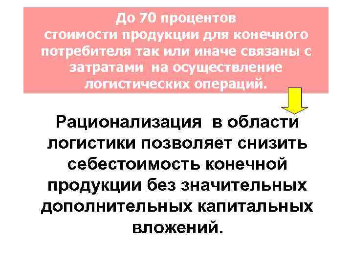 До 70 процентов стоимости продукции для конечного потребителя так или иначе связаны с затратами