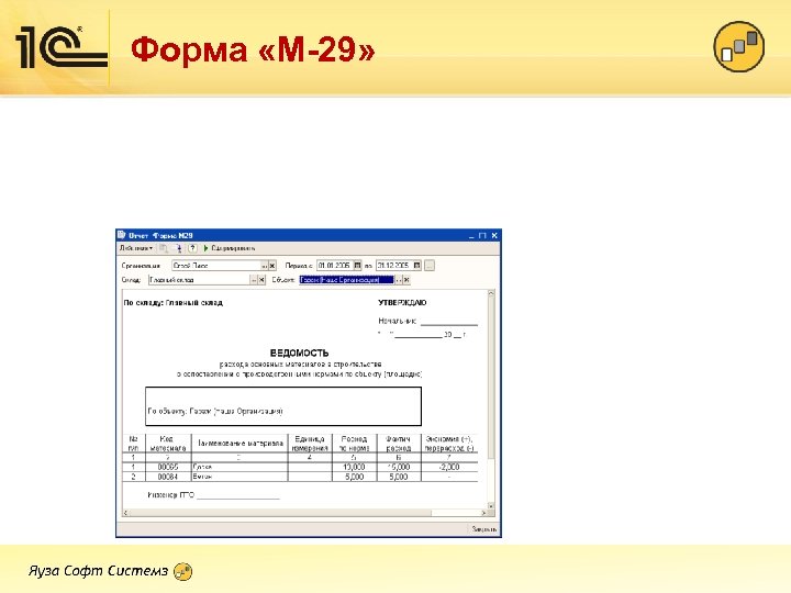 Форма «М-29» 