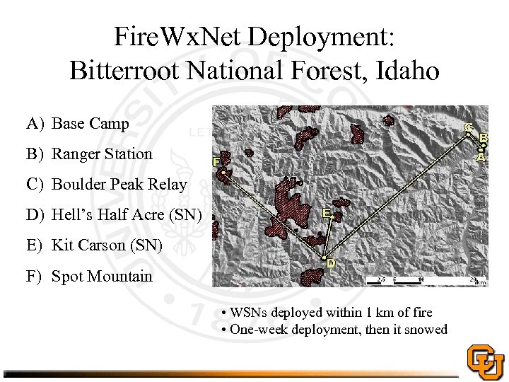 Fire. Wx. Net Deployment: Bitterroot National Forest, Idaho A) Base Camp B) Ranger Station