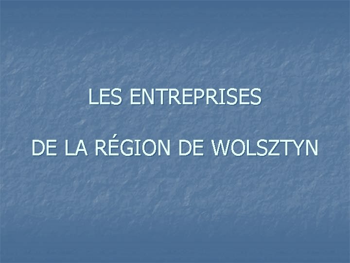 LES ENTREPRISES DE LA RÉGION DE WOLSZTYN 