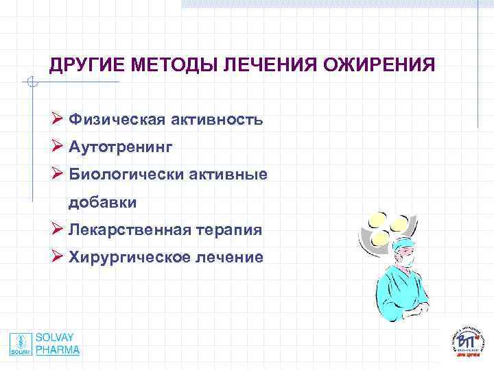 ДРУГИЕ МЕТОДЫ ЛЕЧЕНИЯ ОЖИРЕНИЯ Ø Физическая активность Ø Аутотренинг Ø Биологически активные добавки Ø