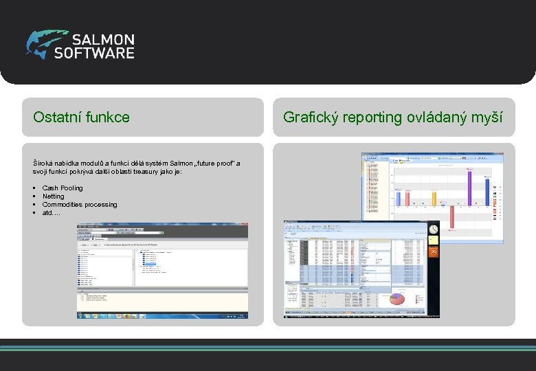 Ostatní funkce Široká nabídka modulů a funkcí dělá systém Salmon „future proof“ a svojí