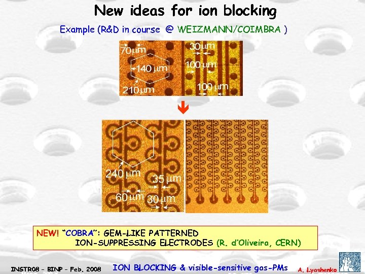 New ideas for ion blocking Example (R&D in course @ WEIZMANN/COIMBRA ) NEW! “COBRA”: