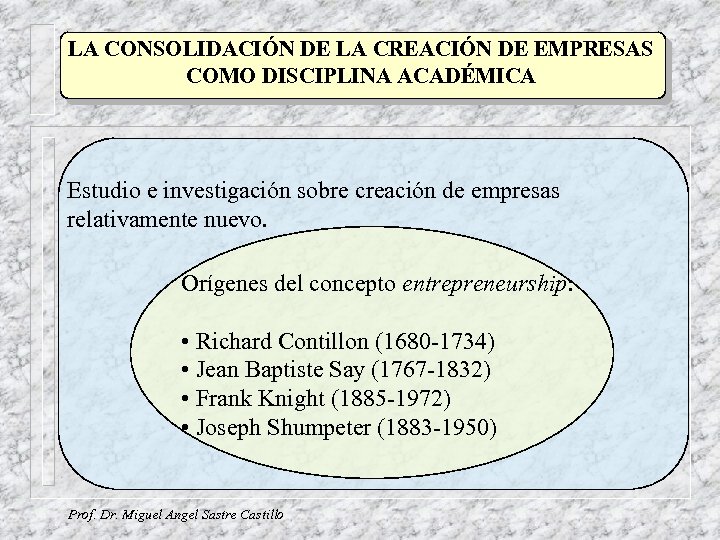 LA CONSOLIDACIÓN DE LA CREACIÓN DE EMPRESAS COMO DISCIPLINA ACADÉMICA Estudio e investigación sobre