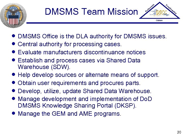 DMSMS Team Mission Tr ce an P er an rm fo sfo rm at