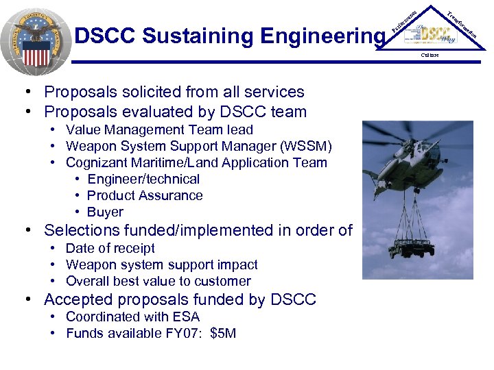 Tr ce an DSCC Sustaining Engineering P er an rm fo sfo rm at