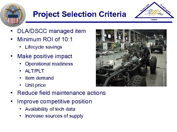 Tr ce an Project Selection Criteria P er an rm fo sfo rm at