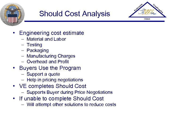 Tr ce an Should Cost Analysis P er an rm fo sfo rm at