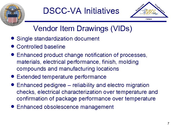 DSCC-VA Initiatives Tr ce an P er an rm fo sfo rm at io