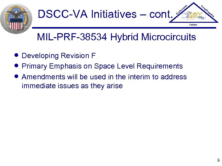 DSCC-VA Initiatives – cont. Tr ce an P er an rm fo sfo rm