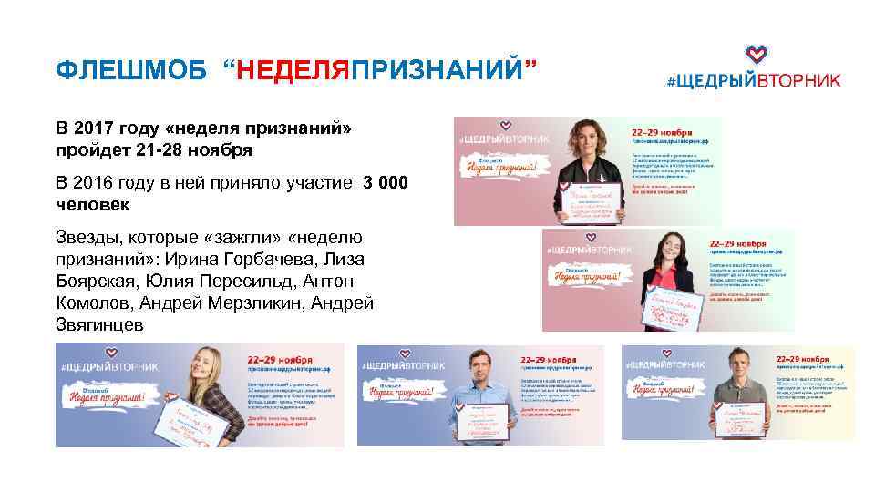 ФЛЕШМОБ “НЕДЕЛЯПРИЗНАНИЙ” В 2017 году «неделя признаний» пройдет 21 -28 ноября В 2016 году