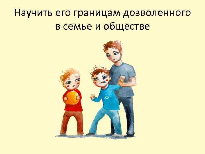 Научить его границам дозволенного в семье и обществе 