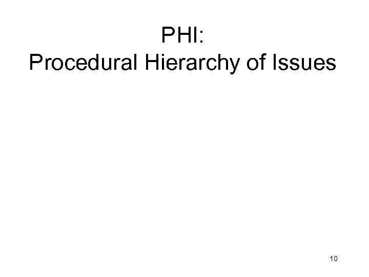 PHI: Procedural Hierarchy of Issues 10 