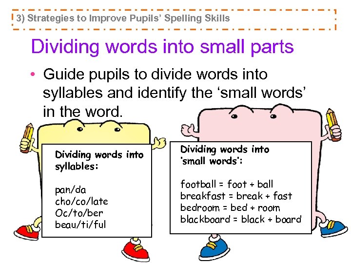 3) Strategies to Improve Pupils’ Spelling Skills Dividing words into small parts • Guide