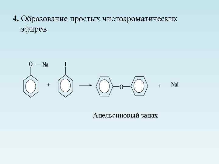4. Образование простых чистоароматических эфиров Апельсиновый запах 