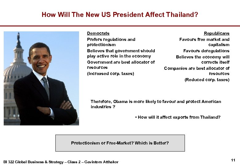 How Will The New US President Affect Thailand? Democrats Prefers regulations and protectionism Believes