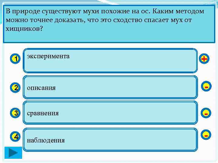 В природе существуют мухи похожие на ос. Каким методом можно точнее доказать, что это