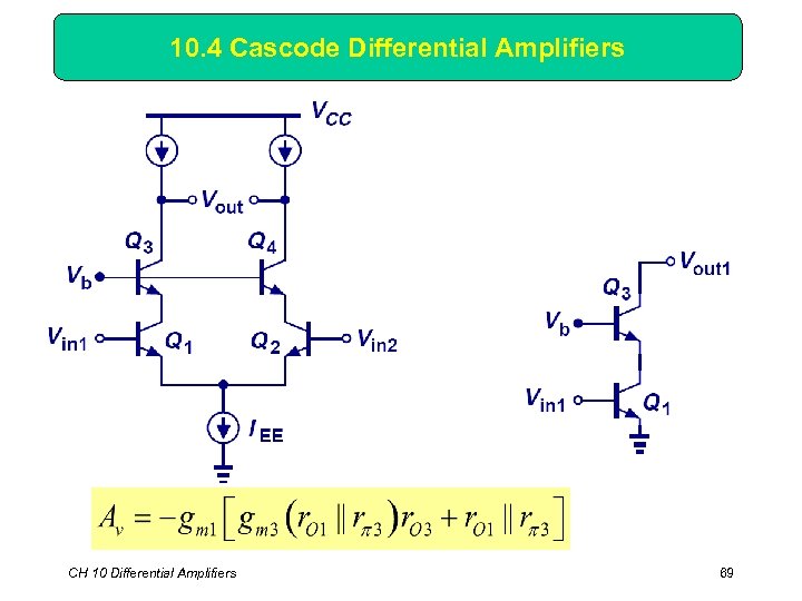 10. 4 Cascode Differential Amplifiers CH 10 Differential Amplifiers 69 