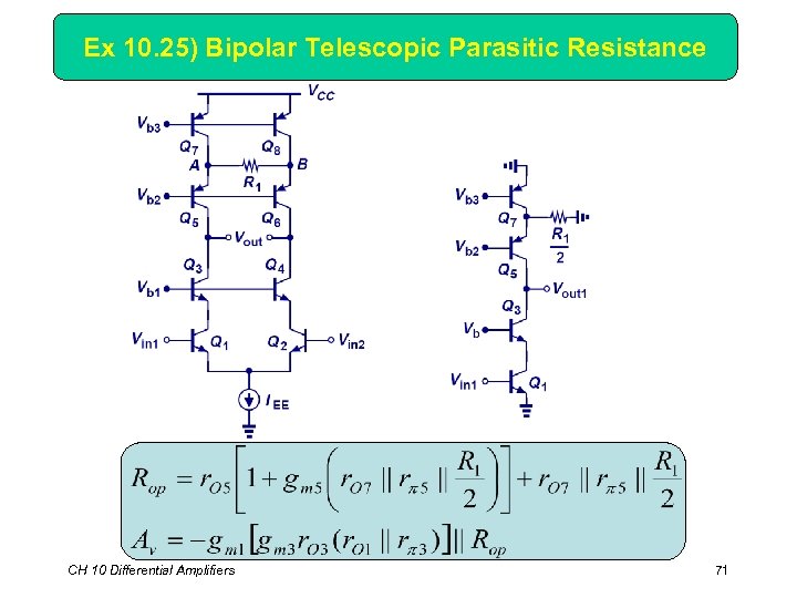 Ex 10. 25) Bipolar Telescopic Parasitic Resistance CH 10 Differential Amplifiers 71 