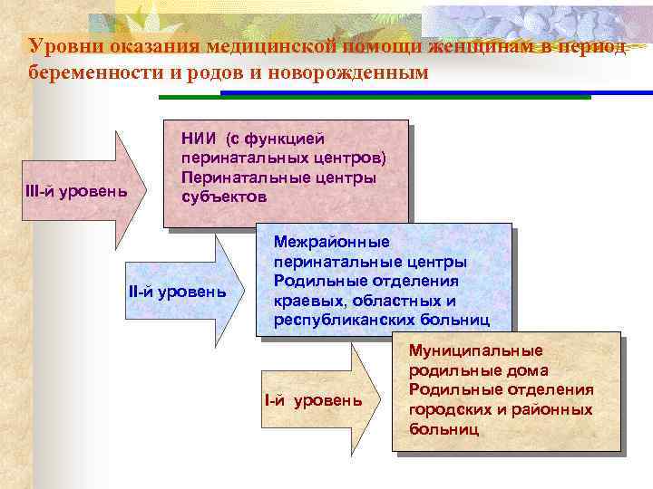 Уровни оказания медицинской помощи женщинам в период беременности и родов и новорожденным III-й уровень