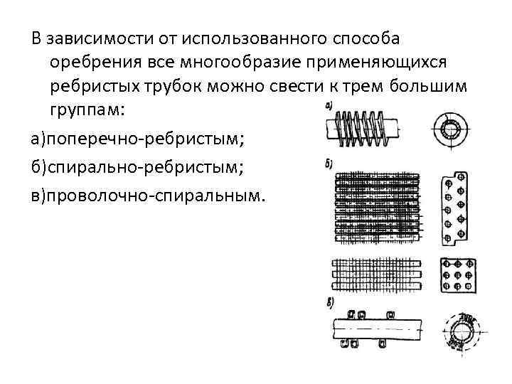 В зависимости от использованного способа оребрения все многообразие применяющихся ребристых трубок можно свести к