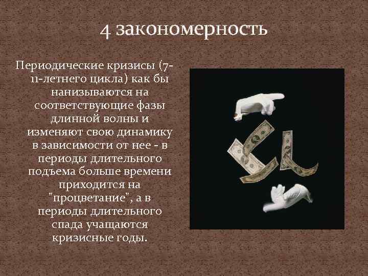 4 закономерность Периодические кризисы (711 -летнего цикла) как бы нанизываются на соответствующие фазы длинной