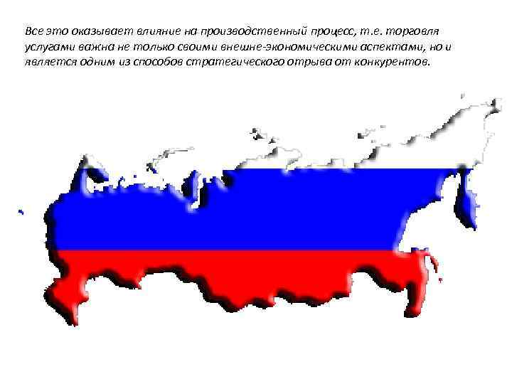 Все это оказывает влияние на производственный процесс, т. е. торговля услугами важна не только