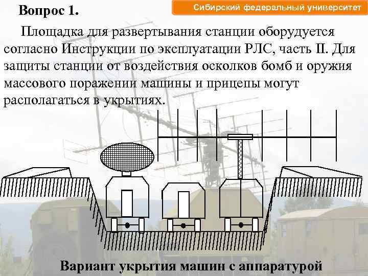 Сибирский федеральный университет Вопрос 1. Площадка для развертывания станции оборудуется согласно Инструкции по эксплуатации