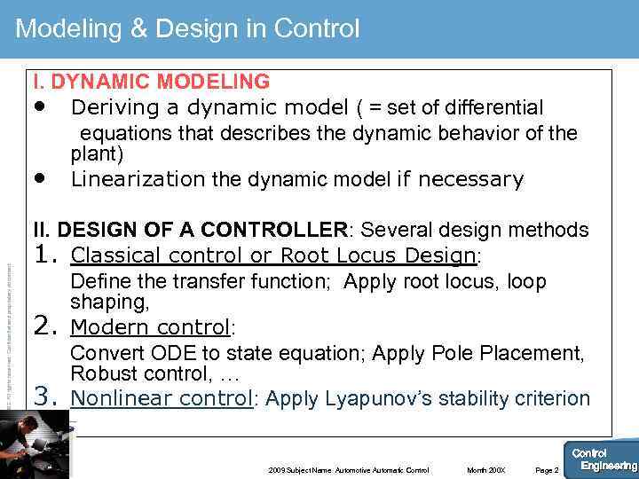 Modeling & Design in Control © AIRBUS UK LTD 2002. All rights reserved. Confidential